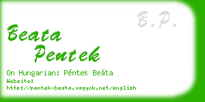 beata pentek business card