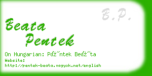 beata pentek business card